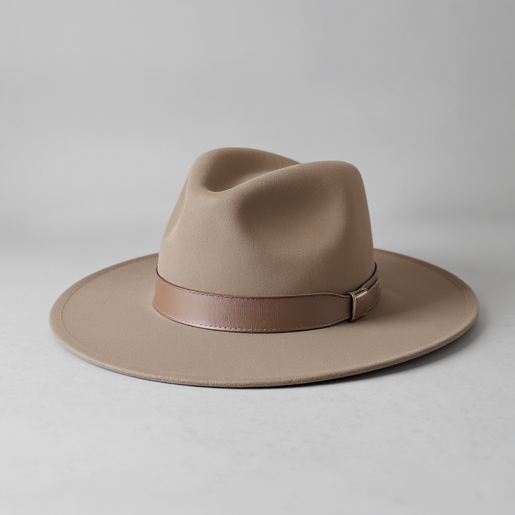 Taupe Suede Wide Brim Hat