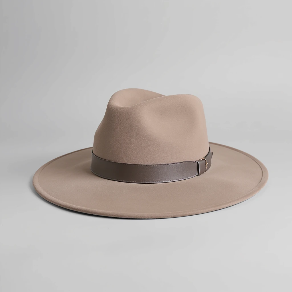 Taupe Suede Wide-Brim Hat